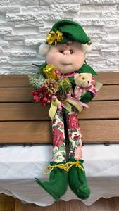 lot 304 image: Stuffums Handcrafted Elf Doll with Teddy Bear by Marilyn Sheldon 1993