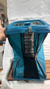 lot 407 image: Blue Collapsible Pet Carrier Crate with Wire Door