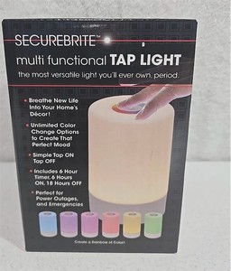 lot 703 image: SECUREBRITE Multi Functional Color ChangingWhite Light Tap Light With Time