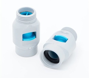 lot 741 image: Flik-It Spig-It Set of 2 Water Shut-Off Hose Attachments, Gray