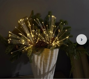lot 762 image: Bethlehem Lights (2) Star Bursts with Remote - Silver Wire