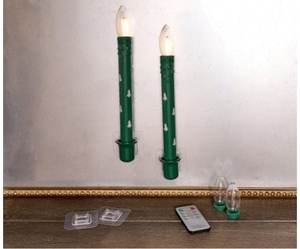 2 Pack Bethlehem Lights Flameless Taper Candles with Holders, WHITE
