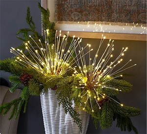 lot 776 image: Bethlehem Lights (2) Star Bursts with Remote - Silver Wire