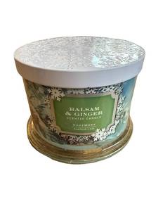 lot 796 image: 14 ounce Homework Slatkin and Company Balsam and Ginger candle