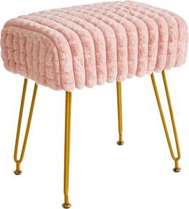 lot 30012 image: IBUYKE Makeup Vanity Chair, Rectangular Footrest Stool, Pink WBD003P