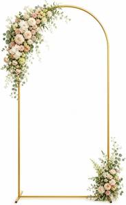 lot 30013 image: Toolterritary 6.6 ft Wedding Arch Backdrop Stand, Heavy Duty Gold