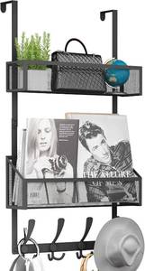 lot 30019 image: Kaiferty Over-The-Door Hooks Organizer, 3-Tier Coat Rack, Black