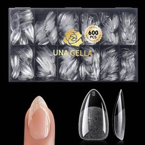 lot 30054 image: UNA GELLA Short Almond Gel Nail Tips, 600 Pcs X-Soft Nail Tips Almond Shape