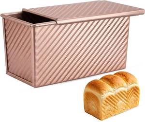lot 30057 image: Pullman Loaf Pan Lid, Aluminized Steel 1 lb Nonstick Bread Pan, 8.4x4.8 in