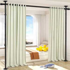 lot 30061 image: AKTOP Room Divider Curtain Rod, No Drill Tension Rod for Privacy, Black