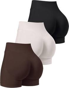 lot 30083 image: OLCHEE Womens 3Pk Gym Workout Shorts Seamless Scrunch Butt 2.64.16 medium