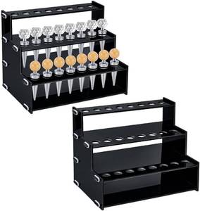 lot 30085 image: UNICRAFTALE 2 Sets 3-Tier Riser Wine Stopper Display Rack, 24-Slot, Black