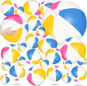 lot 30098 image: Realspring 36 Pcs Inflatable Beach Balls, Multiple Sizes 6-40 in, PVC