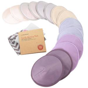 lot 30107 image: Organic Nursing Pads, 14 Washable Breast Pads,Wash Bag (Violet, L 5)