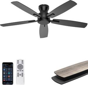 lot 30135A image: Ohniyou 52 Low Profile Ceiling Fan No Light, for IndoorCovered Outdoor
