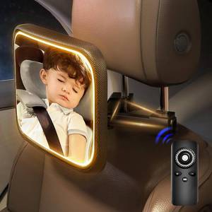 lot 30157A image: Rechargeable Baby Car Mirror with Light and Remote Control, Stable Hook Clip