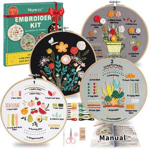 lot 30171A image: Meyocky Embroidery Kit for Beginners to Learn 31 Basic Stitches with Video