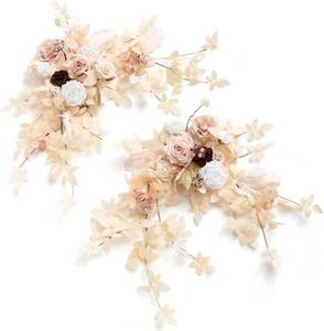 lot 30176A image: Lings Moment 2PCS White & Beige Artificial Floral Swags Centerpieces