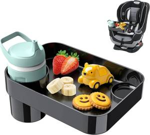lot 30178A image: Car Seat Tray for Kids Toddlers Travel with 3-Inch Cup Holder & Dip Well