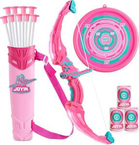lot 30183A image: JOYIN Pink Bow and Arrow Set for Girls, LED Archery Toy with 9 Arrows