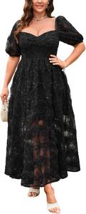 lot 30184A image: EYWOL Formal Wedding Guest Cocktail Party Floral Embroidered Dress M-3XL