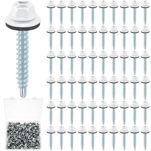 lot 30187 image: LEIFIDE 500-Pack Metal Roofing Screws 10 x 1-12 Galvanized Hex Head