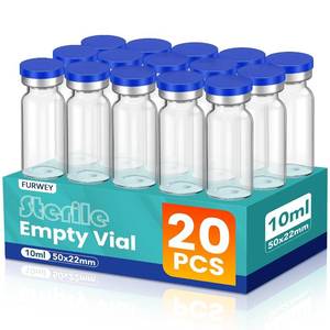 lot 30202 image: FURWEY 10ML Sterile Vials, Glass Empty Vials for Injection, 20 Pack