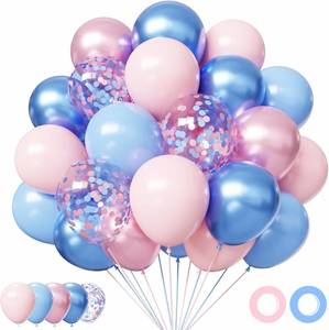 lot 30206 image: Pink and Blue Balloons, 50Pcs Light Baby Blue and Pink Balloons