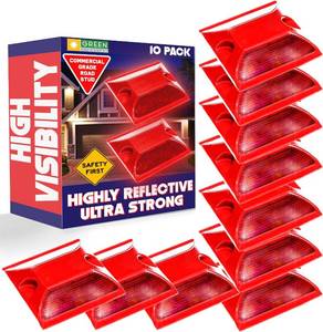 lot 30210 image: 10 Pack Reflective Road Pavement Markers - Red Driveway Marker