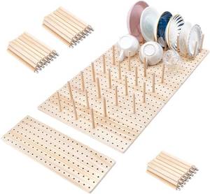 lot 30228 image: peacoblue 6PCS Wood Pegboard Drawer Organizer for Plates,Bowls&Kitchenware