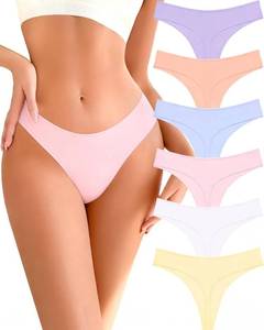 lot 30230 image: READY TO LOVE Cotton Underwear Women 6 Pack Sexy Breathable Thongs Panties Mediu