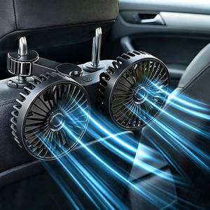 lot 30233 image: Car fan, portable USB dual-head, 3-speed, 360  rotation, adjustable clip