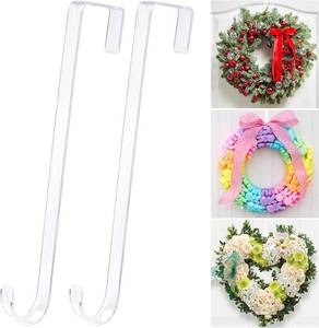 lot 30235 image: 15 Clear Over The Door Wreath Hanger 2 Pack, Non-Scratch Door Hooks