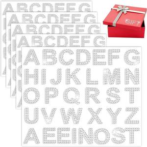 lot 30240 image: 170-Piece Rhinestone Letter Stickers, 5 Sheets, 1.57 Silver Gems