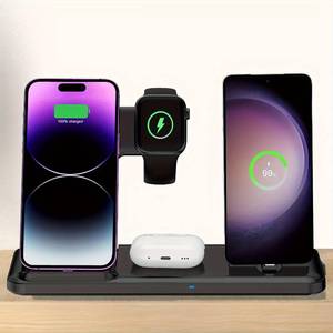 lot 30247 image: 4-in-1 Wireless Charger Stand for iPhone, Apple Watch & AirPods Foldable