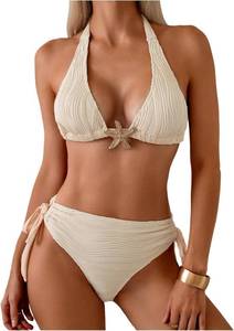 lot 30249 image: SHENHE Womens High Waisted Halter Bikini Set Starfish Textured Swimsuits Large