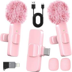 lot 30258 image: Pink Wireless Lavalier Microphone for iPhone & Android - Clip-On, 65ft Range