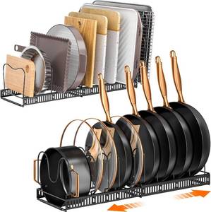 lot 30259 image: MUDEELA Expandable Pot Pan Lid Organizers inside Cabinet, 10 Divider 2-Pack