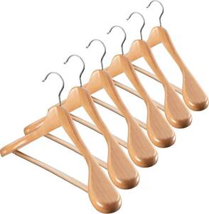 lot 30267 image: ZOBER Wooden Wide Shoulder Hangers, Natural Clothes Hangers, 6 Pack