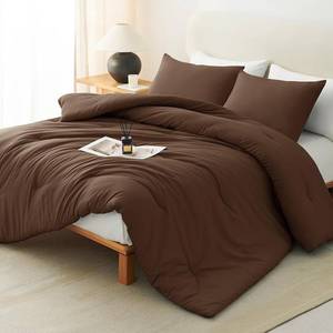 lot 30288 image: CozyLux Queen Comforter Set, 3 Pieces Down Alternative Bedding, Brown