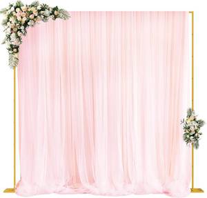 lot 30290 image: Fomcet 10x10ft Backdrop Stand Heavy Duty Gold Adjustable Pipe and Drape