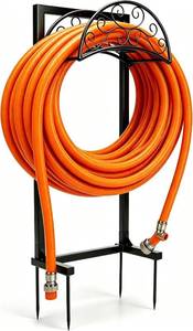 lot 30294 image: Garden Hose Holder - Heavy Duty Stainless Reel with Reinforcement, 150 ft