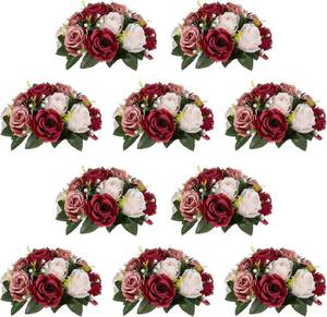 lot 30296 image: NUPTIO Artificial Flower Centrepieces for Tables Fake Rose Balls, 10 Pcs