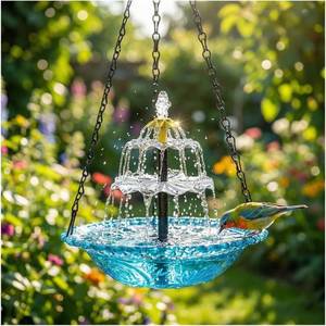 lot 30307 image: 2026 Hanging Solar Bird Bath Fountain, 3-Layer Outdoor Solar Bird Bath Pump
