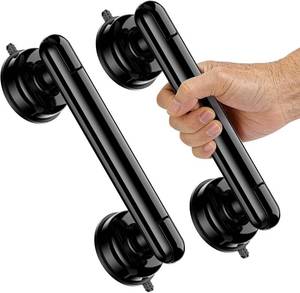 lot 30313 image: 2-Pack Shower Grab Bars, Heavy-Duty Suction, Tool-Free, Easy Removal, Black