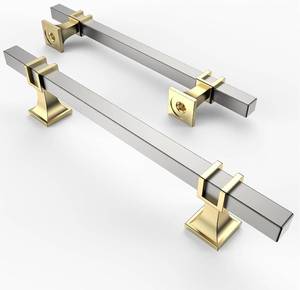 lot 30314 image: Asidrama 10 Pack 5-Inch Brushed Satin Nickel & Gold Kitchen Cabinet Handles