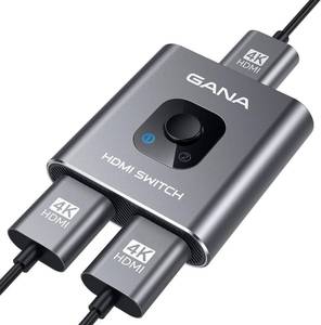 lot 30326 image: GANA HDMI Switch 4K60Hz Bidirectional 2 In 1 Out Aluminum Hub (Manual)