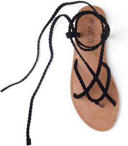 lot 30329 image: Trary Womens Woven Braided Lace-Up Flat Sandals Strappy Gladiator Open-Toe size