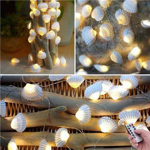 lot 30333 image: Beach Seashell String Lights, 14.1 Ft, 40 Warm White LEDs, Battery Operated