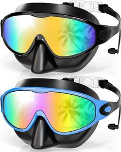 lot 30335 image: Aegend Swim Goggles with Nose Cover, 2-Pack, Wide View, Anti-FogUV